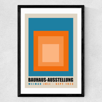 Blue And Orange Bauhaus Ausstellung A1 (59.4 x 84.1cm) Frame Black Narrow (15mm) 