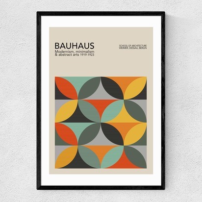 Geometric Pattern Bauhaus A1 (59.4 x 84.1cm) Frame Black Narrow (15mm) 