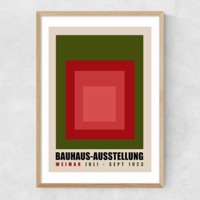Green And Red Bauhaus A1 (59.4 x 84.1cm) Frame Black Narrow (15mm) 