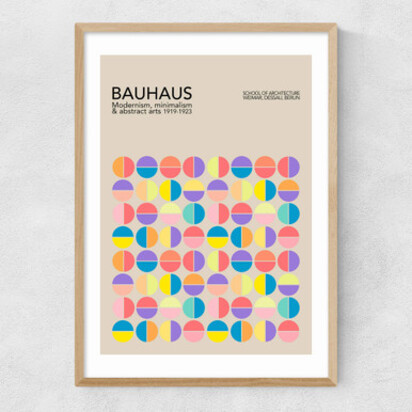Pastel Circles Bauhaus 50x70cm Frame Natural Oak Medium (22mm) 