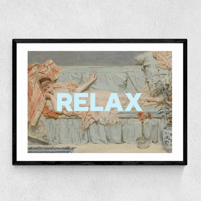 Relax by Oh Fine! Art A3 (29.7 x 42cm) Frame Black Narrow (15mm) 