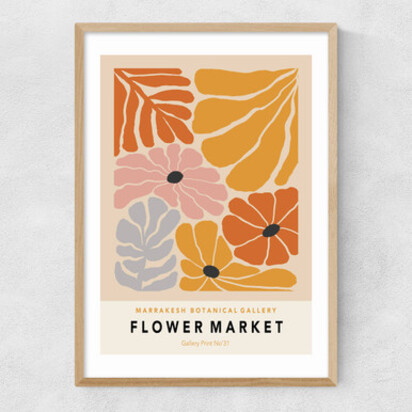 Flower Market Marrakesh 50x70cm Frame Natural Oak Medium (22mm) 