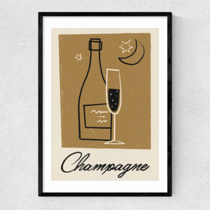 Champagne by Telegramme Paper Co A1 (59.4 x 84.1cm) Frame Natural Oak Medium (22mm) 