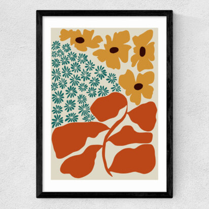 Exotic Flower Garden A1 (59.4 x 84.1cm) Frame Natural Oak Narrow (15mm) 
