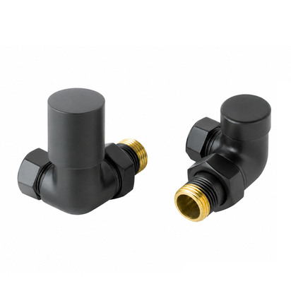 VOS Corner Radiator Valves (Pair) - Matt Black