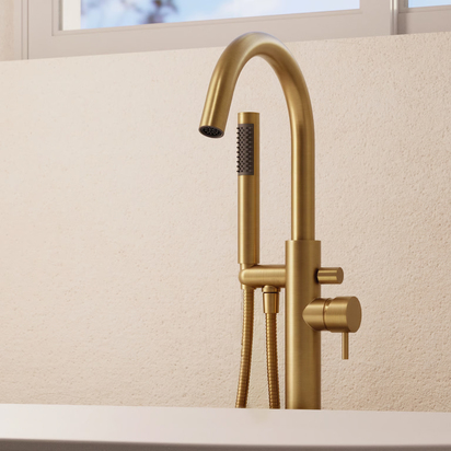 Crosswater MPRO Floorstanding Bath and Shower Mixer Tap - Brushed Brass