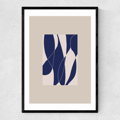 Blue Lined Shapes II A2 (42 x 59.4cm) Frame White Wide (35mm) 