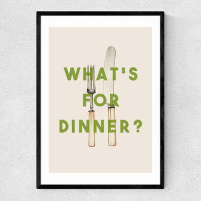 What's For Dinner? A2 (42 x 59.4cm) Frame Black Narrow (15mm) 