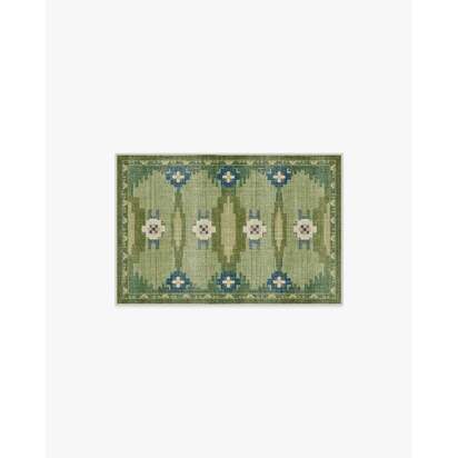 Annika Green Flatwoven Rug - 60 x 90 cm - Rug + Pad System