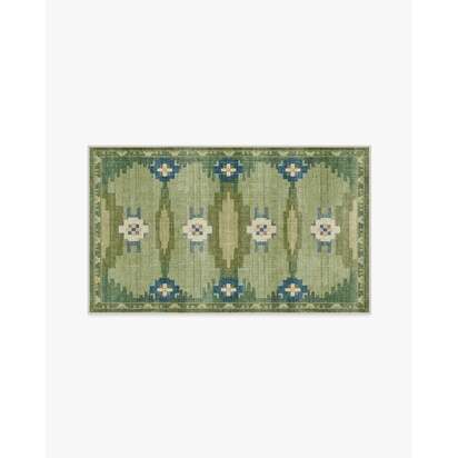 Annika Green Flatwoven Rug - 90 x 150 cm - Rug + Pad System