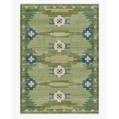 Annika Green Flatwoven Rug - 305 x 425 cm - Rug + Pad System