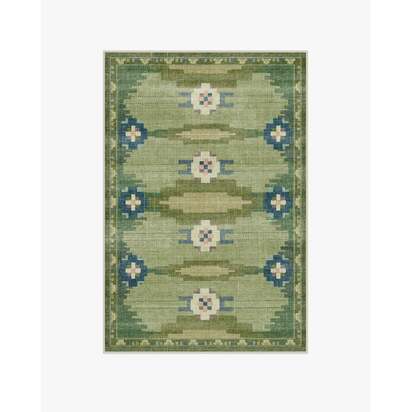 Annika Green Flatwoven Rug - 120 x 185 cm - Rug + Cushioned Pad System