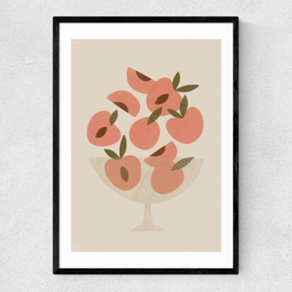 Peach Bowl A3 (29.7 x 42cm) Frame Natural Oak Narrow (15mm) 