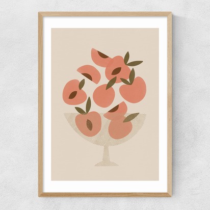 Peach Bowl A3 (29.7 x 42cm) Frame Natural Oak Narrow (15mm) 