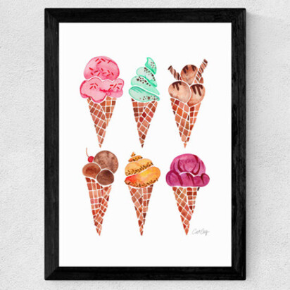 Rainbow IceCream Cones A2 (42 x 59.4cm) Unframed 