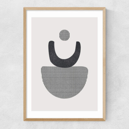 Abstract Circles 4 Stripes A3 (29.7 x 42cm) Frame Natural Oak Narrow (15mm) 