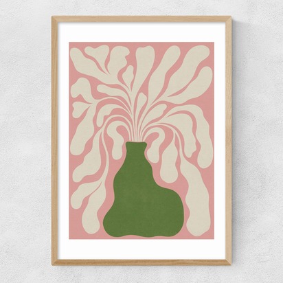Modern Plant III A3 (29.7 x 42cm) Frame Natural Oak Narrow (15mm) 