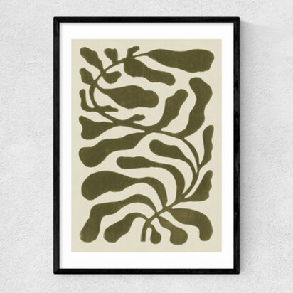 One Hundred Leaved Plant Green A3 (29.7 x 42cm) Frame Natural Oak Narrow (15mm) 