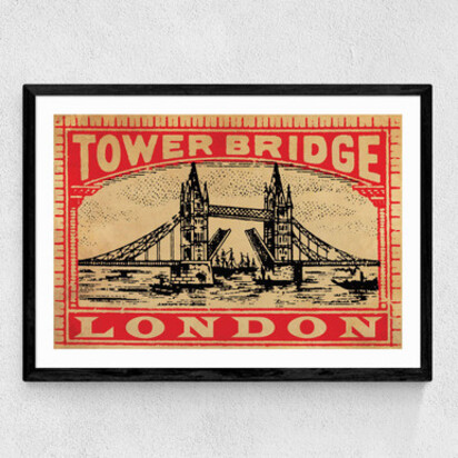 Tower Bridge by Indieprints A2 (42 x 59.4cm) Frame Black Narrow (15mm) 
