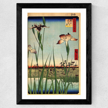 Horikiri Iris Garden by Hiroshige A2 (42 x 59.4cm) Frame Black Narrow (15mm) 