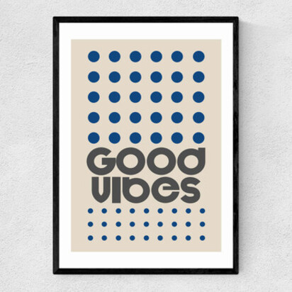Good Vibes (Blue) A3 (29.7 x 42cm) Frame White Narrow (15mm) 