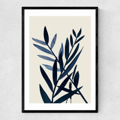 Blue Plant II A3 (29.7 x 42cm) Frame Natural Oak Narrow (15mm) 