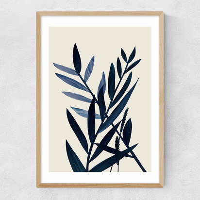 Blue Plant II A3 (29.7 x 42cm) Frame Natural Oak Narrow (15mm) 