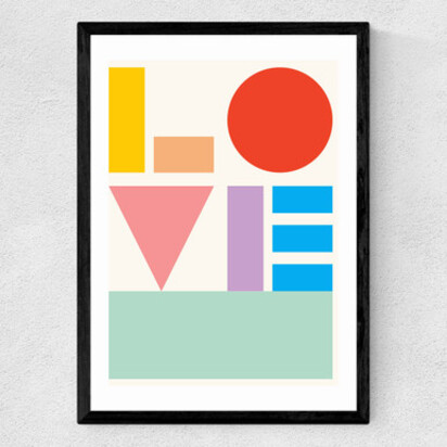Love by Dicky Bird 50x70cm Frame Black Narrow (15mm) 