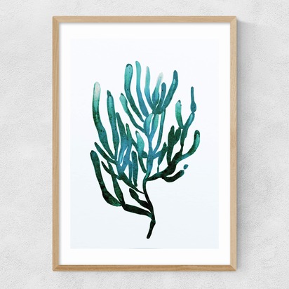 Seaweed by Dan Hobday A3 (29.7 x 42cm) Frame Natural Oak Narrow (15mm) 