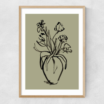 Mono Botanical 9 A2 (42 x 59.4cm) Frame Black Narrow (15mm) 