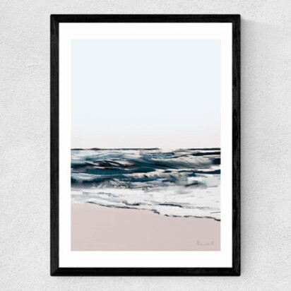 Seashore by Dan Hobday 50x70cm Frame Black Narrow (15mm) 