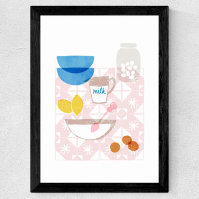 Portuguese Kitchen 50x70cm Frame Black Narrow (15mm) 