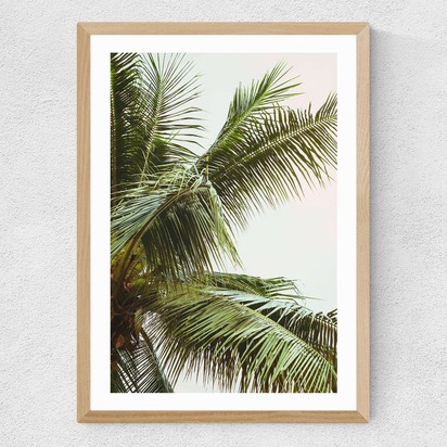 Palm Trees Above Me A3 (29.7 x 42cm) Frame Natural Oak Medium (22mm) 