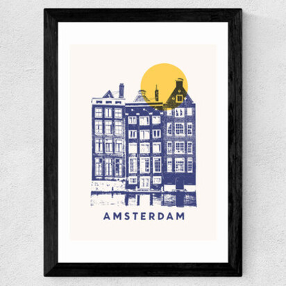 Amsterdam by Florent Bodart A3 (29.7 x 42cm) Frame Black Medium (22mm) 