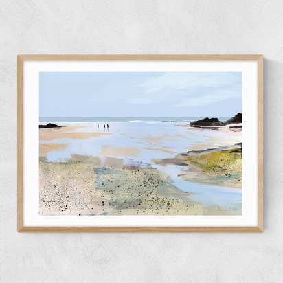 Sea View by Dan Hobday 50x70cm Frame Natural Oak Narrow (15mm) 