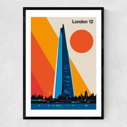 London 12 A2 (42 x 59.4cm) Frame Black Narrow (15mm) 