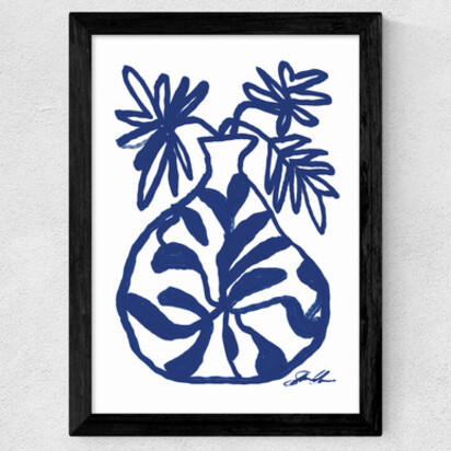 Blue Vase A3 (29.7 x 42cm) Frame Black Medium (22mm) 