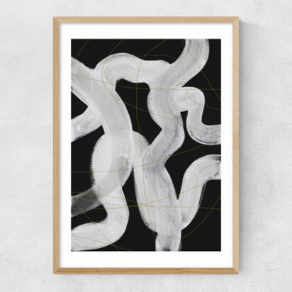 Abstract Brush Strokes 65 A1 (59.4 x 84.1cm) Frame Black Narrow (15mm) 