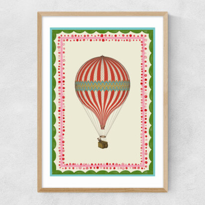 Carnival Hot Air Balloon A2 (42 x 59.4cm) Frame Natural Oak Narrow (15mm) 