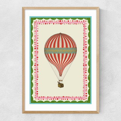 Carnival Hot Air Balloon A2 (42 x 59.4cm) Frame Natural Oak Narrow (15mm) 