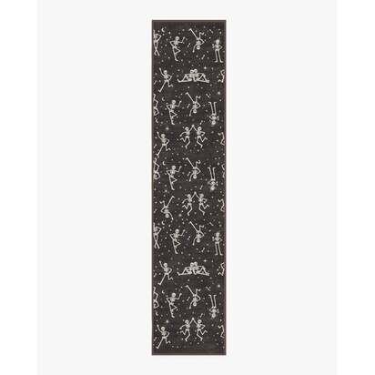 Bone Parade Charcoal Flatwoven Rug - 75 x 365 cm - Rug + Pad System