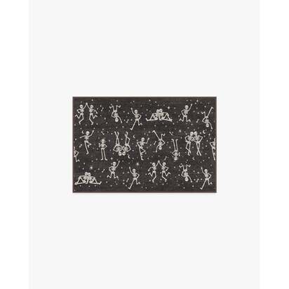 Bone Parade Charcoal Flatwoven Rug - 75 x 365 cm - Rug + Pad System