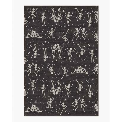 Bone Parade Charcoal Flatwoven Rug - 200 x 290 cm - Rug + Pad System