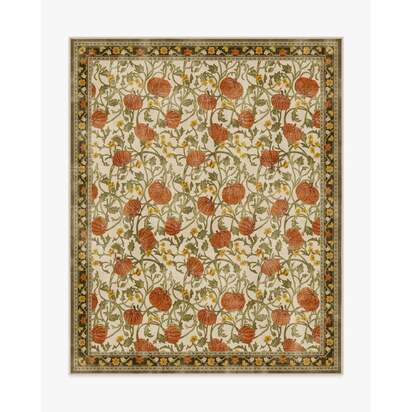 Enchanted Vines Cream Multicolour Flatwoven Rug - 245 x 305 cm - Rug + Pad System
