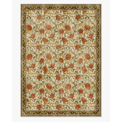 Enchanted Vines Cream Multicolour Flatwoven Rug - 305 x 425 cm - Rug + Pad System