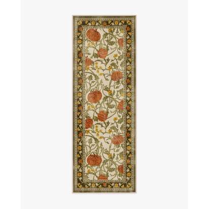 Enchanted Vines Cream Multicolour Flatwoven Rug - 75 x 215 cm - Rug + Cushioned Pad System