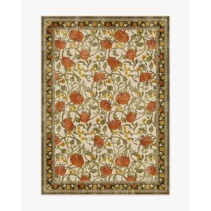 Enchanted Vines Cream Multicolour Flatwoven Rug - 150 x 215 cm - Rug + Cushioned Pad System