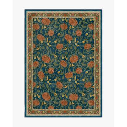 Enchanted Vines Navy Multicolour Flatwoven Rug - 150 x 215 cm - Rug + Pad System