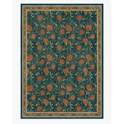 Enchanted Vines Navy Multicolour Flatwoven Rug - 305 x 425 cm - Rug + Pad System