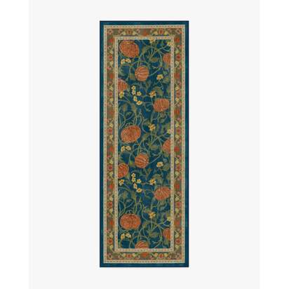 Enchanted Vines Navy Multicolour Flatwoven Rug - 75 x 215 cm - Rug + Cushioned Pad System